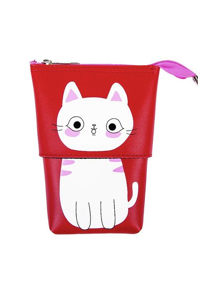 Limmy Μολυβοθήκη Red Cat Πτυσσόμενη Μολυβοθήκη Ρυθμιζόμενη Μολυβοθήκη Jumbo Vegan Δερμάτινη θήκη για στυλό
