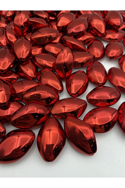 Hedef Bijuteri 100 جرام لون أحمر كبير حبات اللوز المعدنية، إكسسوار، خرز حقيبة...