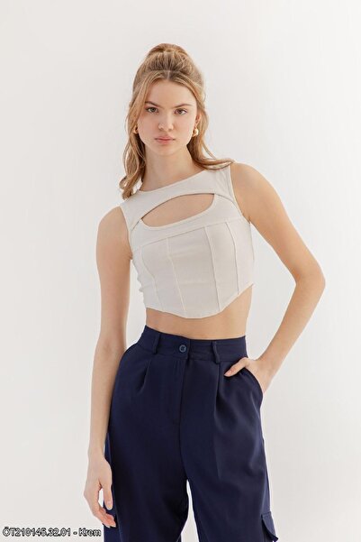 TheNeva Qustyle Жіночий кроп-топ з детальним переднім краєм