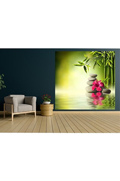 HDART Modern Lotus Çiçeği Çiçek Kenarı Dere Ağaç Duvar Kanvas Tablo Tablosu
