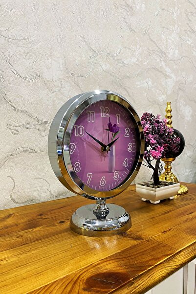 Genel Markalar 25x20 Cm Krom Metal Lüks Masa Saati