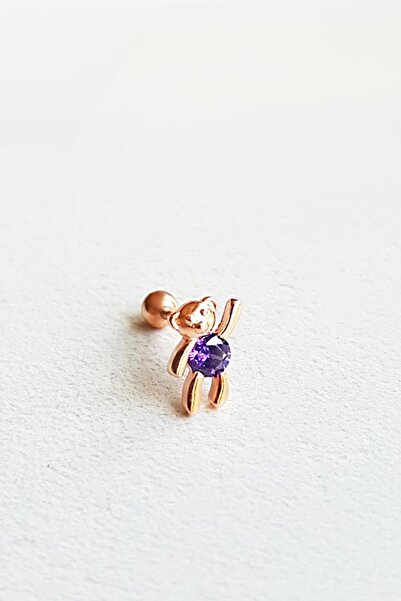 MorMajor Silver Ithal Tekli Mini Aycık Rose Gümüş Piercing Küpe
