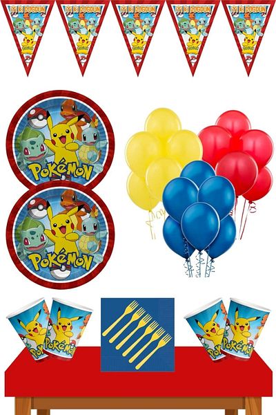 Parti Furyası Pokemon Birthday Concept 8 Person Pokemon Birthday Set Economical