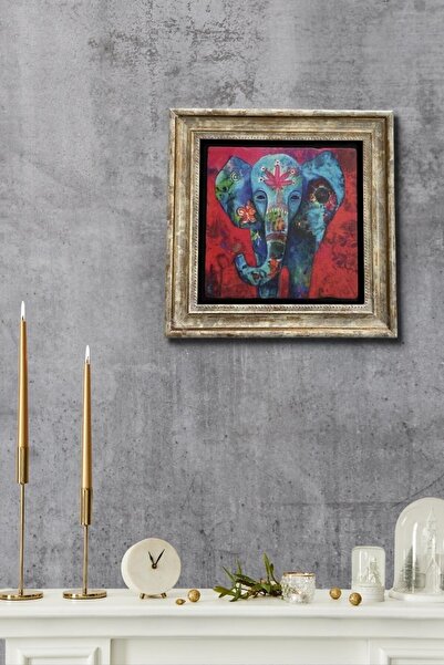 bluecape Doğal Taş Dekoratif 30x30 Cm Süslü Fil Tablo