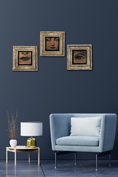 bluecape Doğal Taş Dekoratif 20x20 Cm Nalan 3'lü Set Tablo