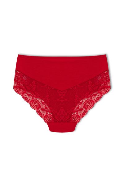 HNX Red Cotton Front Side And Back Lace Plus Size Women's Panties