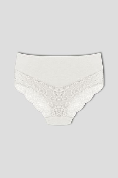 HNX Ecru Cotton Front Side and Back Lace Plus Size Women's Panties