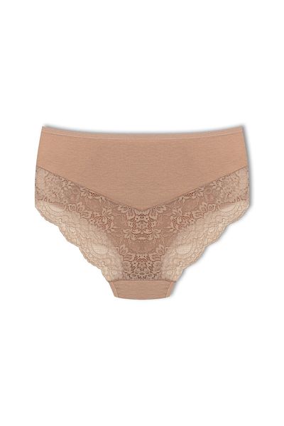 HNX Brown Cotton Front Side And Back Lace Plus Size Women's Panties