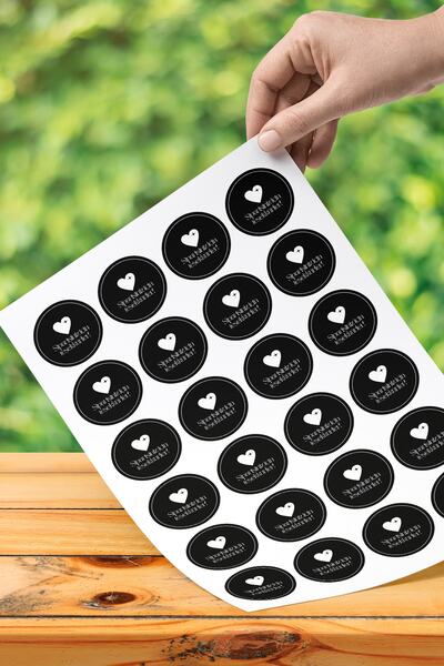 printiks 72 bucăți 4x4 cm rotund negru alb minimalist mulțumesc autocolant ro...