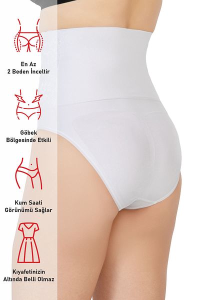 Emay Korse Corset alb Emay 2090 cu dantelă în față cu talie înaltă