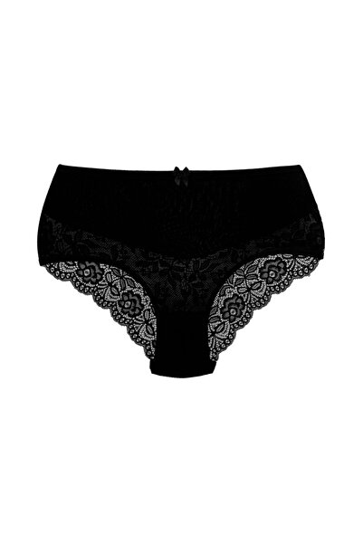 HNX Chiloți din bumbac cu talie înaltă, 2 bucăți, detaliați din dantelă, marimi mari
