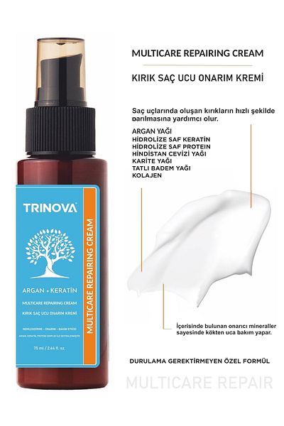 Trinova Repairing Hair Care Cream Arğan Keratin 75ml