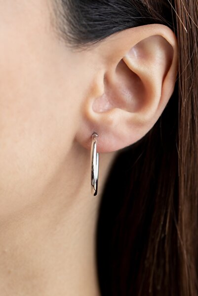 Uşaklıhafız 1945 14 Ayar Beyaz Altın Orta Boy Bombeli Halka Küpe