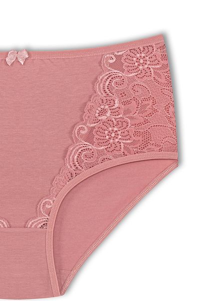 HNX Γυναικεία εσώρουχα Mink High Waist Plus Size Cotton Bato με λεπτομέρεια από δαντέλα