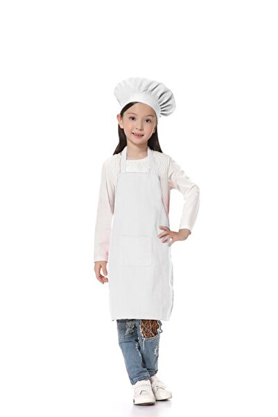 Tasarım Trend Çocuklara Özel 7 - 12 Yaş Mutfak Önlüğü Ve Bağcıklı Mantar Bone