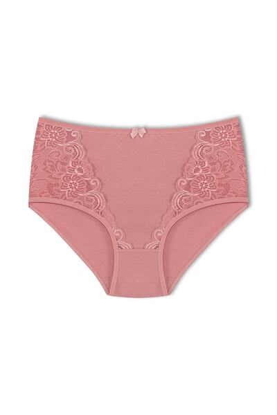 HNX 3'lü Yüksek Bel Büyük Beden Dantel Detaylı Pamuklu Bato Kadın Külot