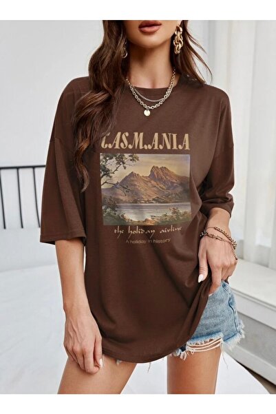 AFROGİYİM Γυναικείο μπλουζάκι με στάμπα Tasmania