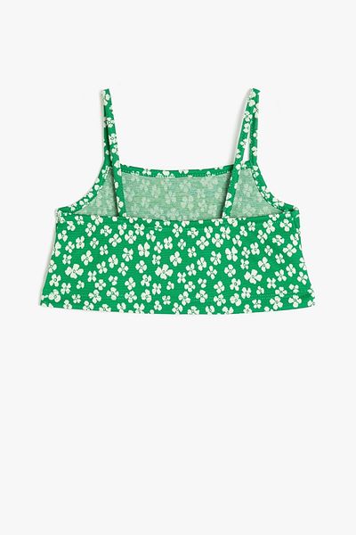 Koton Mädchen-Crop-Top aus Baumwollmischung mit Blumenmuster und Trägern 3skg30013ak