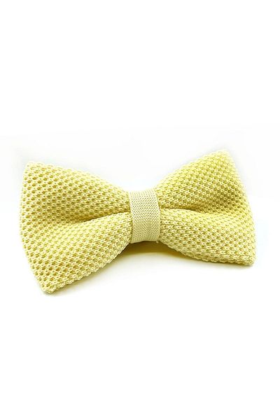 Kravatkolik Bow Tie Ör138 - Lemon Yellow Plain Knit