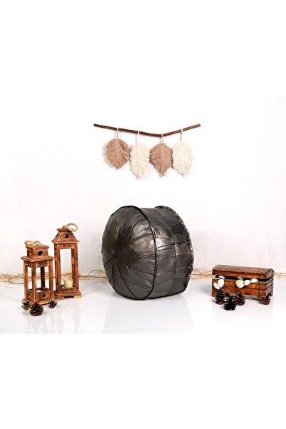 Canarı Hobi - El Yapımı Hakiki Deri Orijinal Bohem Ottoman Puf Minder 60cm