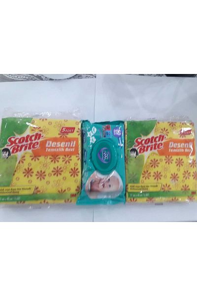 Scotch Brite Patterned Clean Cloth*2 Pieces +evy Baby Wet Towels