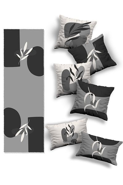 Skhome Double Sided Printed Special Design 4square 2rectangular Throw Pillow Cover and Runner(4K2D1R-KOM291-RN391)
