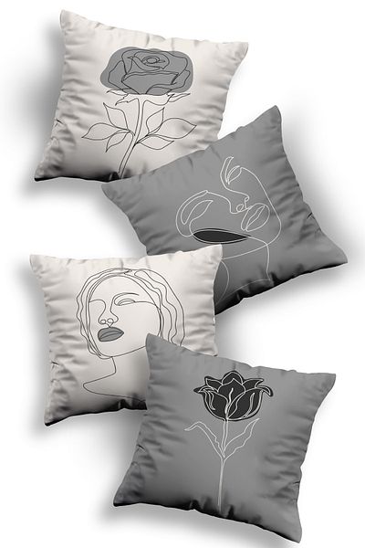 Skhome Double Sided Printed Special Design Decorative 4-Piece Throw Pillow Case (KOM296)