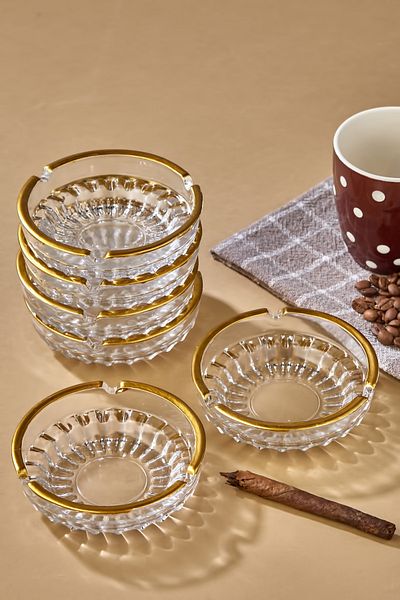 Zeryas Home 6 Gold Gilded Ash Trays