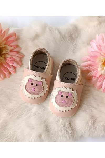 Hodore Noxi Powder Genuine Leather Baby Booties Moccasin