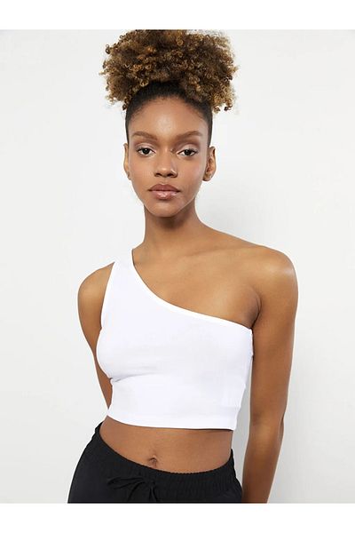 LC Waikiki Dámské triko Lcw Eco One Shoulder Plain Crop
