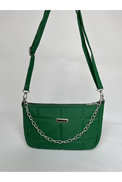 melecco Geantă mare matlasată cu model și geantă de mână cu lanț verde Geantă...