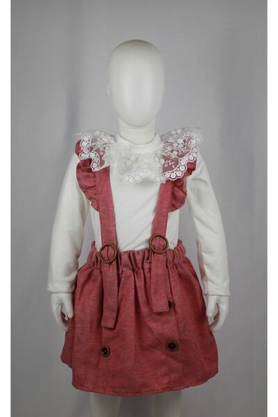 ESTE BUTİK Lace Collar Skirt Salopet