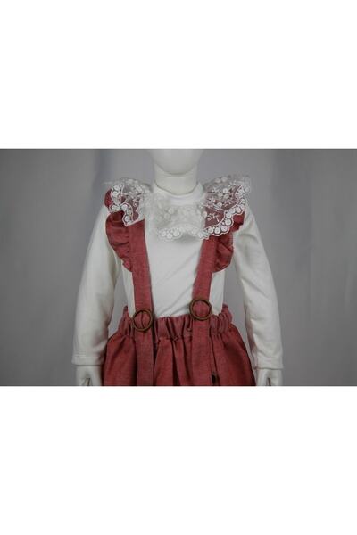 ESTE BUTİK Lace Collar Skirt Salopet