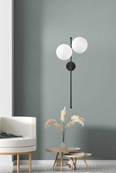 BSA LIGHTING Sedef 2'li Siyah Modern Aplik (beyaz Camlı)