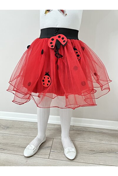 Esterella Kız Çocuk/ Uğur Böceği Temalı/ Kırmızı Tütü Etek/gösteri Eteği