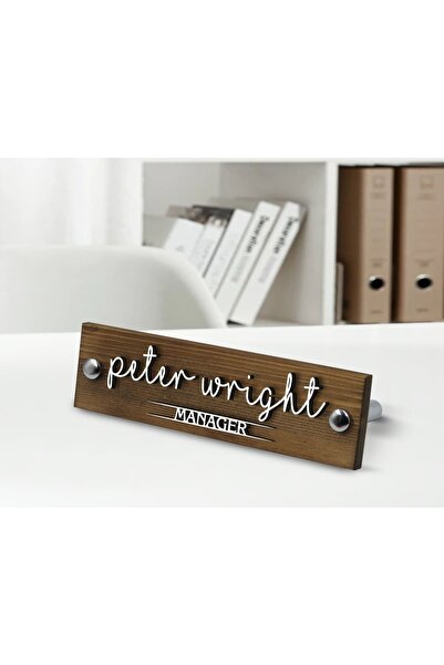 Bk Gift Kişiye Özel El Yapımı 3d Kabartma Isimli Metal Ayaklı Doğal Ahşap Mas...