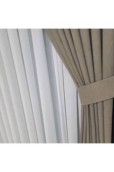 Yuka Diamond Double Wing Sandstone Velvet Textured Sparse Pleated Plain Island Background Curtain Plain90 X 270