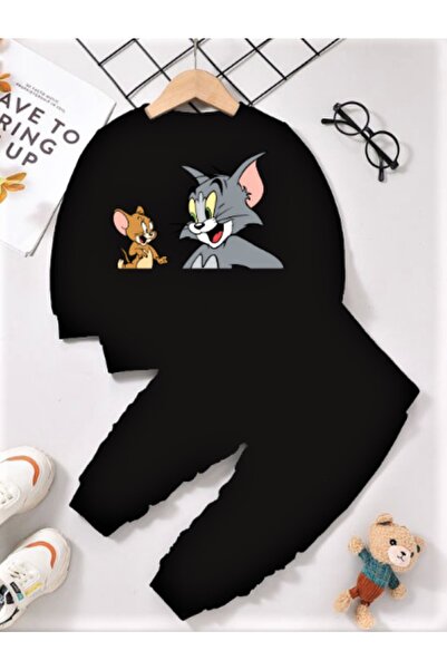 npLStore Детски комплект долнище от две прежди с щампа Том и Джери, зимен, за...