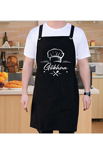 Bk Gift Kişiye Özel Isimli Chef Tasarımlı Profesyonel Siyah Mutfak Önlüğü, Aşçı Önlüğü, Şef Önlüğü,