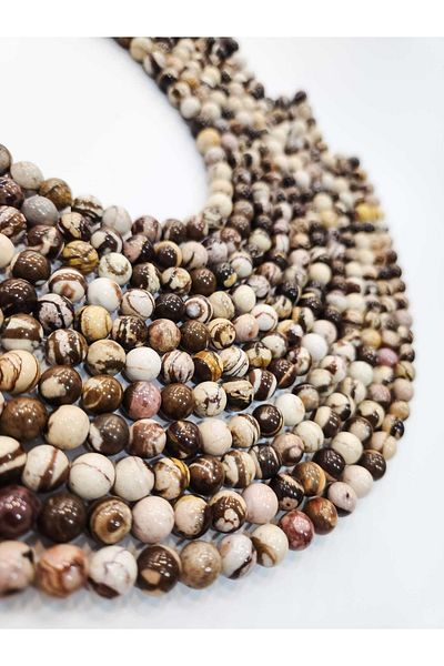 Yüksel Boncuk Σειρά φυσικών πολύτιμων λίθων Zebra Jasper 8 mm