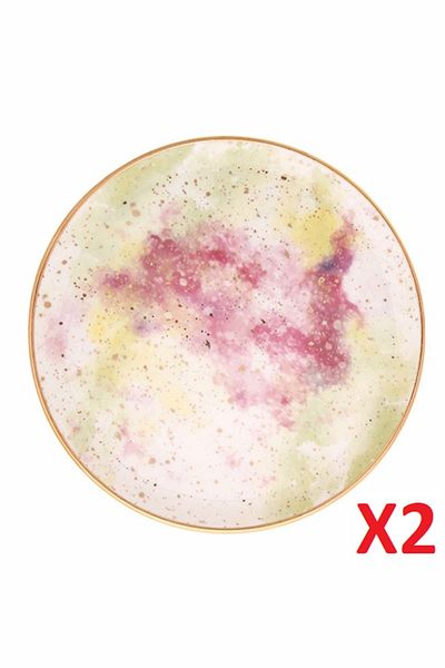 Porland Cosmos Pattern Flat Plate 24cm 2-pack 04alm006665