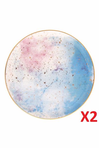 Porland Cosmos Pattern Flat Plate 24cm 2-Piece 04alm006669