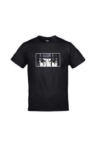 Orijin Tekstil Naruto Itachi Front Back Printed Unisex Black Tshirt
