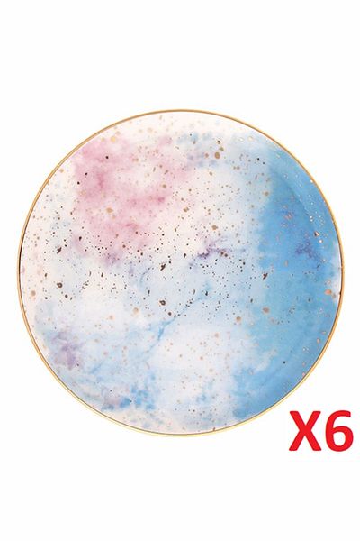 Porland Cosmos Pattern Flat Plate 24cm 6-Piece 04alm006669