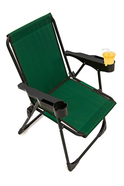 moniev Silva Kamp Sandalyesi Bardaklıklı Lüks Piknik Sandalye Yeşil