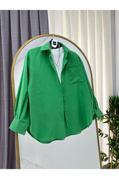 modabetce Cămașă Benetton verde supradimensionat cu mâneci bufante și pliuri,...