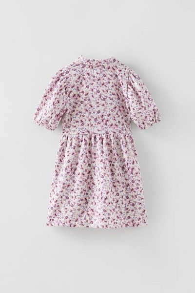 Pink Hippo Kids Rochie de vară pentru fetiță cu guler cămașă cu model de flori