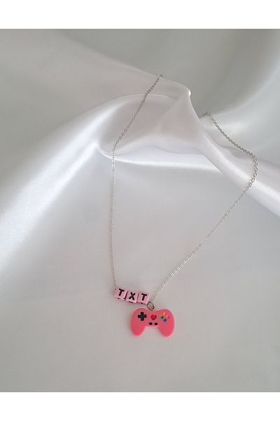 SOUL BY A&B Txt Necklace Pomegranate Flower Pink Necklace Kpop Txt Letter Necklace