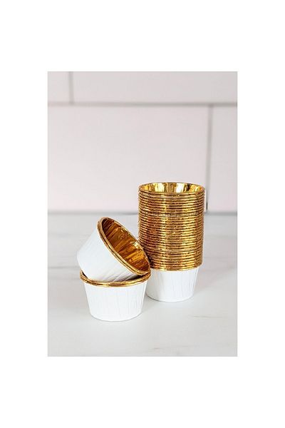 Dolphin White Gold Leaf Muffin Cake Capsule Cupcake Mold 25 Pieces