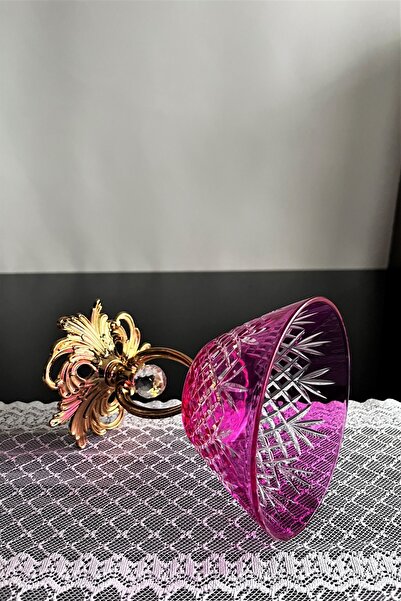 DECOSTYLE Vega Magnolya Kasesi,renkli,metal Ayaklı,dekorlu Kase,çerezlik,dondurmalık 345cc